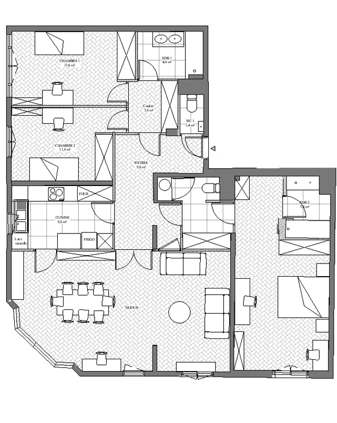 Plan d'origine du grand T4 avant division