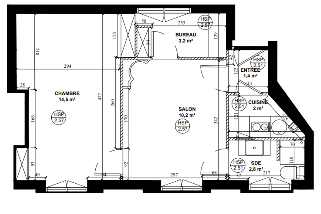 Plan d'origine de l'appartement